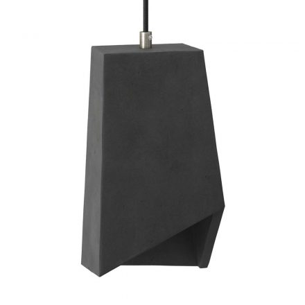  Hanging lamp with textile cable, Prisma cement lampshade and metal surfaces - Made in Italy - Including bulb