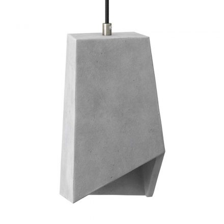  Hanging lamp with textile cable, Prisma cement lampshade and metal surfaces - Made in Italy - Including bulb