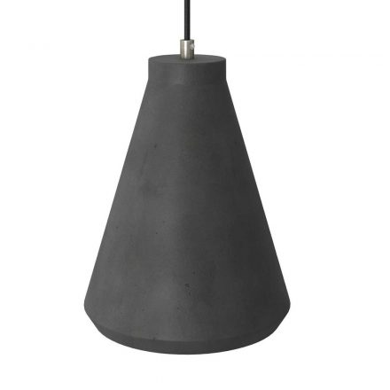  Hanging lamp with textile cable, funnel cement lampshade and metal details - Made in Italy - Including bulb