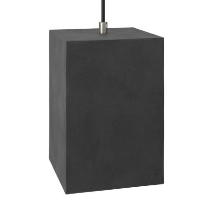  Hanging lamp with textile cable, cement cube lampshade and metal surfaces - Made in Italy - With bulb