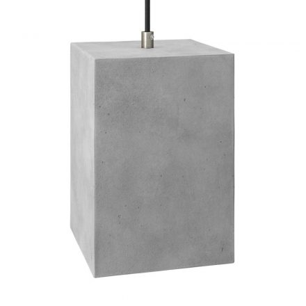  Hanging lamp with textile cable, cement cube lampshade and metal surfaces - Made in Italy - With bulb