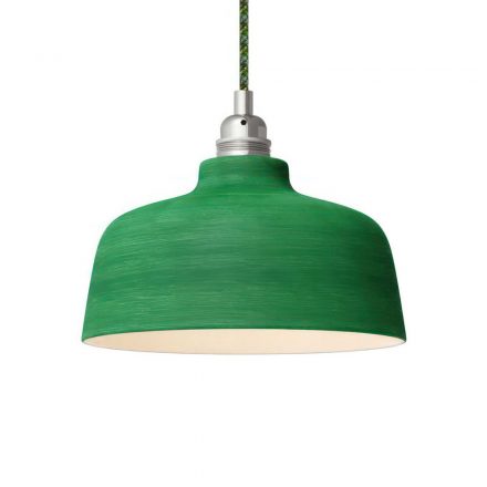  Pendant lamp with textile cable, Cup ceramic lampshade and metal details - Made in Italy - Bulb included