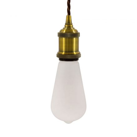  Hanging lamp with twisted textile cable and aluminum lamp holder - Made in Italy - Bulb included