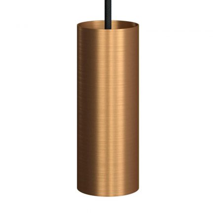  Hanging lamp with textile cable, Tub-E14 lampshade and metal details - Made in Italy - Including bulb