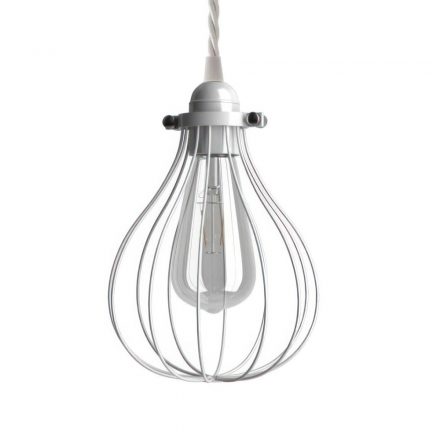  Hanging lamp with textile cable, Drop cage lampshade and metal details - Made in Italy - Bulb included