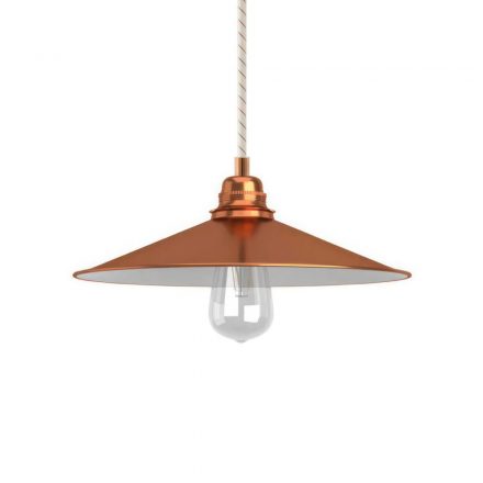  Hanging lamp with textile cable, Swing lamp shade and metal details - Made in Italy - Including bulb