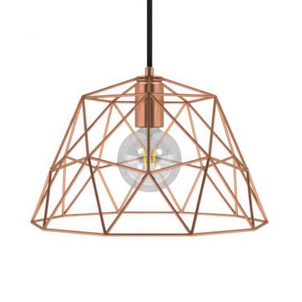  Hanging lamp with textile cable, dome lampshade and metal details - Made in Italy - Bulb included