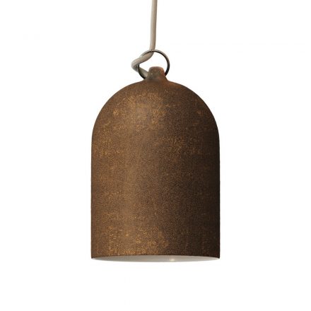  Hanging lamp with textile cable and lampshade Mini Bell XS ceramic shade - Made in Italy - Bulb accessory