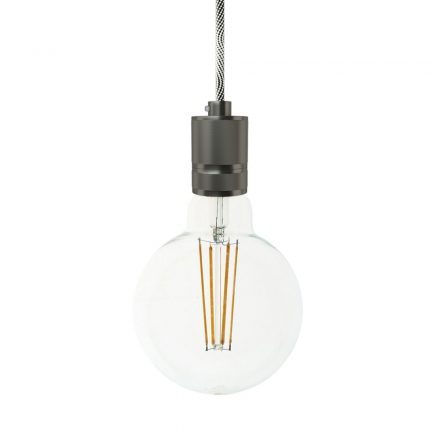 Hanging lamp with textile cable and milled aluminum lamp holder - Made in Italy - Bulb included