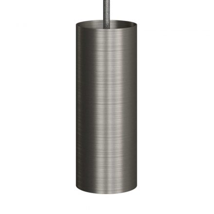  Hanging lamp with textile cable, Tub-E14 lampshade and metal details - Made in Italy - Including bulb