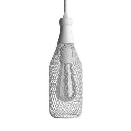  Hanging lamp with textile cable, Magnum bottle lampshade and metal details - Made in Italy - With bulb