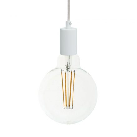  Hanging lamp with textile cable and monochrome metal details - Made in Italy - Bulb included