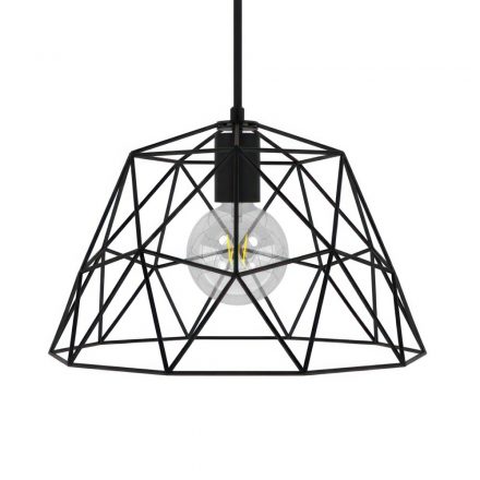  Hanging lamp with textile cable, dome lampshade and metal details - Made in Italy - Bulb included