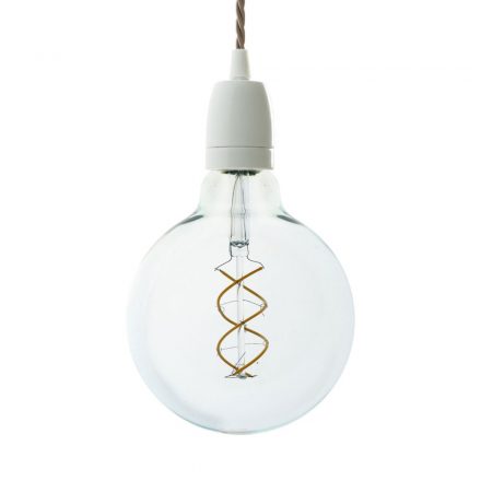  Hanging lamp with twisted textile cable and white porcelain details - Made in Italy - Bulb included