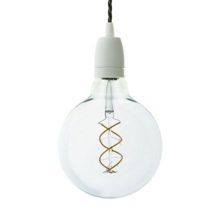  Hanging lamp with twisted textile cable and white porcelain details - Made in Italy - Bulb included