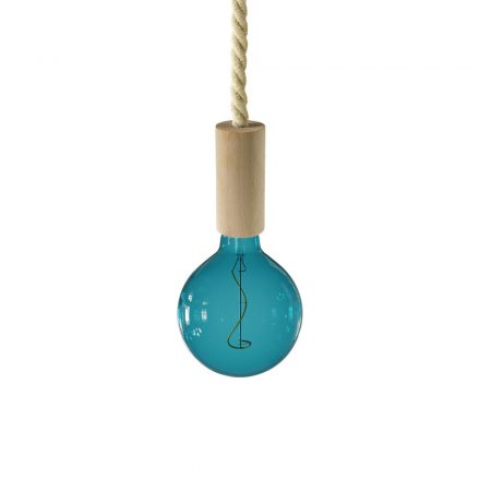  Hanging lamp with XL boat cord and wooden details - Made in Italy - Bulb included