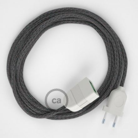  Black cotton and natural linen fabric RS81 2P 10A extension cable Made in Italy