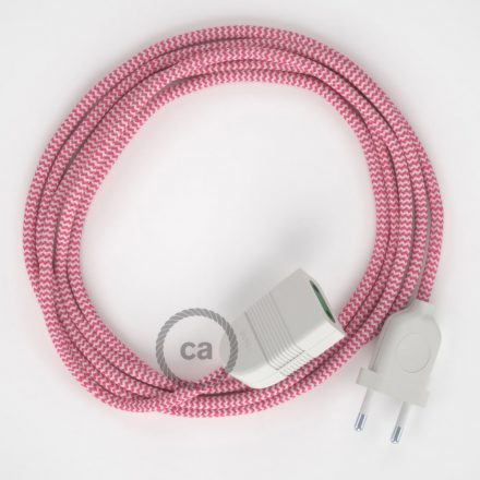  Fuchsia ZigZag rayon fabric RZ08 2P 10A Extension cable Made in Italy