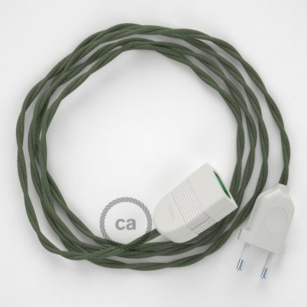  Green Gray Cotton fabric TC63 2P 10A Extension cable Made in Italy