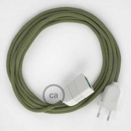 Thyme Green Stripes cotton and natural linen fabric RD72 2P 10A Extension cable Made in Italy