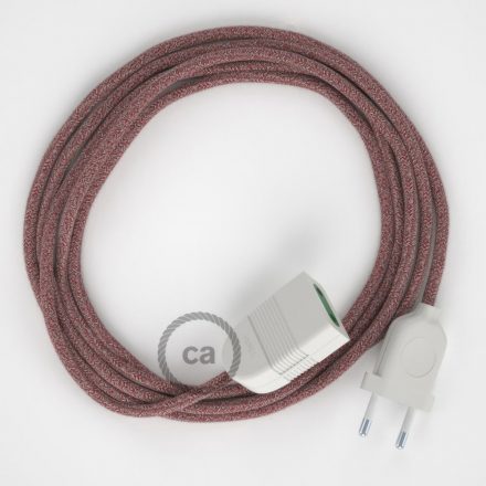  Red cotton and natural linen fabric RS83 2P 10A extension cable Made in Italy