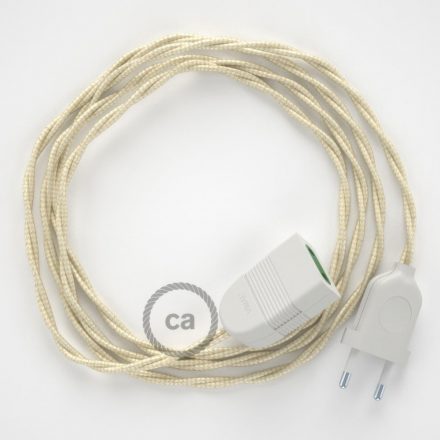  Ivory rayon fabric TM00 2P 10A Extension cable Made in Italy