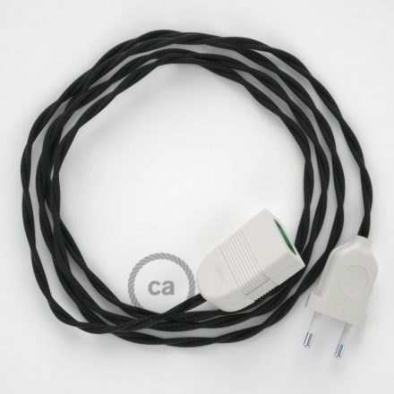  Black rayon fabric TM04 2P 10A Extension cable Made in Italy