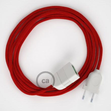  Fire Red Cotton fabric RC35 2P 10A Extension cable Made in Italy