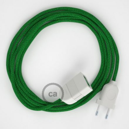  Sparkly Green Rayon Fabric RL06 2P 10A Extension Cord Made in Italy