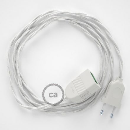  White Cotton fabric TC01 2P 10A Extension cable Made in Italy