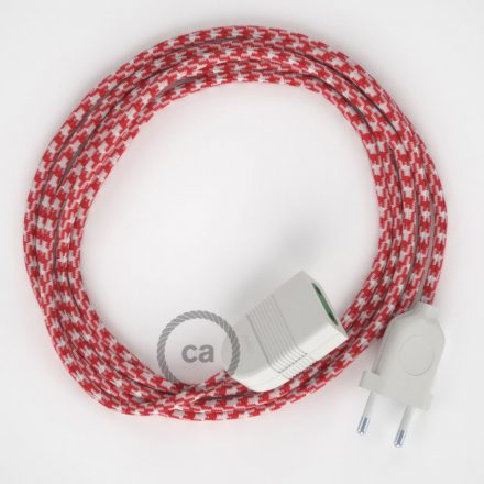  White Red Two Tone Rayon Fabric RP09 2P 10A Extension Cable Made in Italy