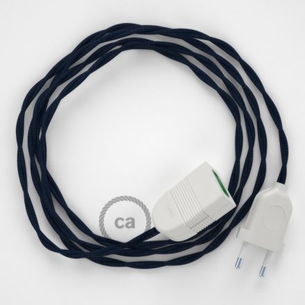  Dark blue rayon fabric TM20 2P 10A Extension cable Made in Italy