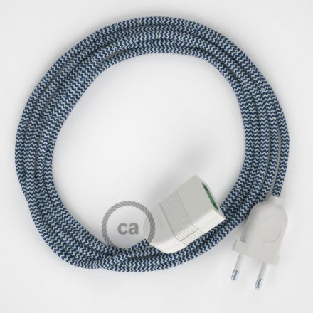  Blue ZigZag rayon fabric RZ12 2P 10A Extension cable Made in Italy