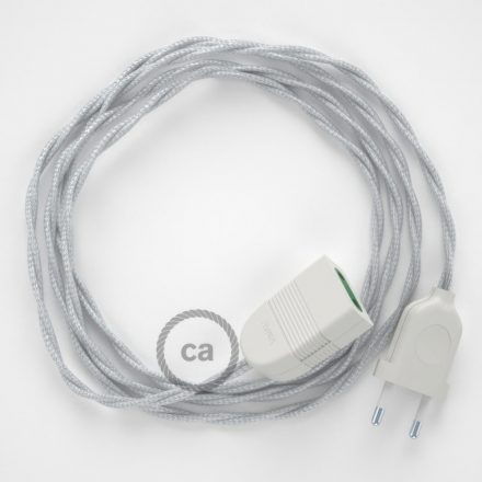  Silver rayon fabric TM02 2P 10A Extension cable Made in Italy