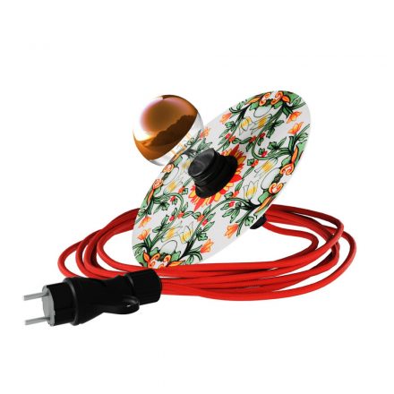  Snake Eiva mini Ellepì 'Maioliche' with flat lamp shade, portable outdoor lamp, IP65 waterproof lamp holder and connector