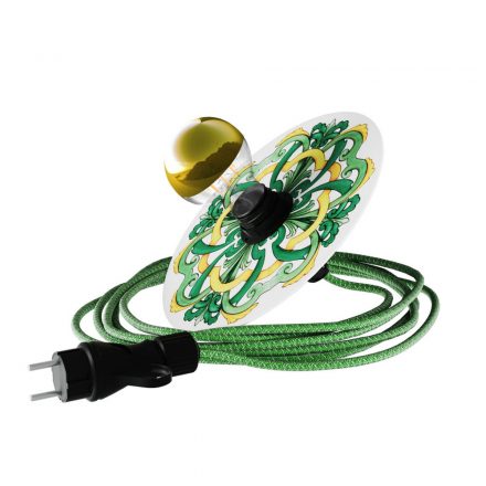  Snake Eiva mini Ellepì 'Maioliche' with flat lamp shade, portable outdoor lamp, IP65 waterproof lamp holder and connector