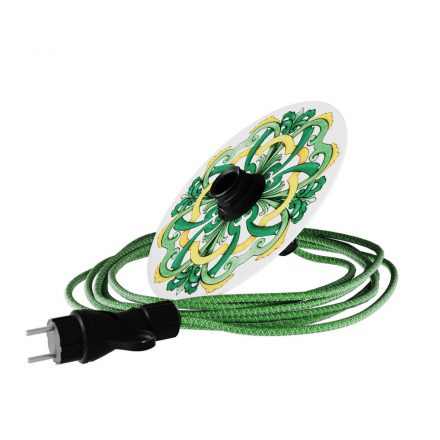  Snake Eiva mini Ellepì 'Maioliche' with flat lamp shade, portable outdoor lamp, IP65 waterproof lamp holder and connector