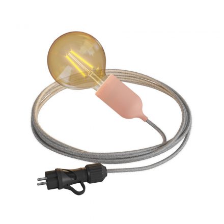 Eiva Snake Pastel, portable outdoor lamp, 5 m textile cable, IP65 waterproof lamp holder and connector