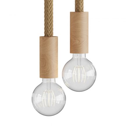  Several kinds of 2-fold hanging lamp with 2XL rope cable and wood coating