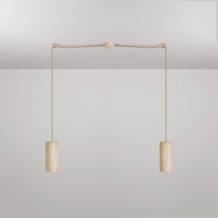  Hanging lamp 2 drops and wooden lampshades for Tub-E27 spotlight