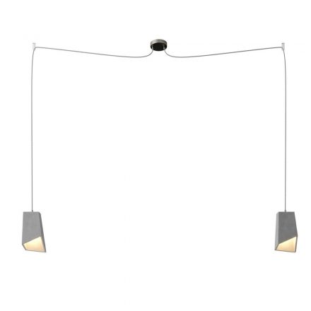 Spider - 2-light, multi-suspended lamp made in Italy with fabric cable and concrete lampshade