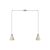  2 drop hanging lamps with wooden conical lampshades