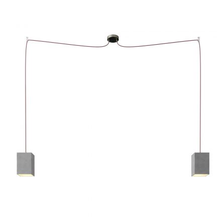 Spider - 2-light, multi-suspended lamp made in Italy with fabric cable and concrete lampshade