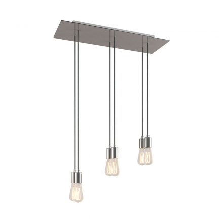 6-light pendant lamp with 675 mm rectangular XXL Rose-One lamp, fabric cable and metal surface