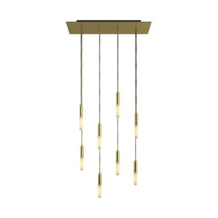  8-light pendant lamp with 675 mm rectangular XXL Rose-One lamp, fabric cable and metal surface