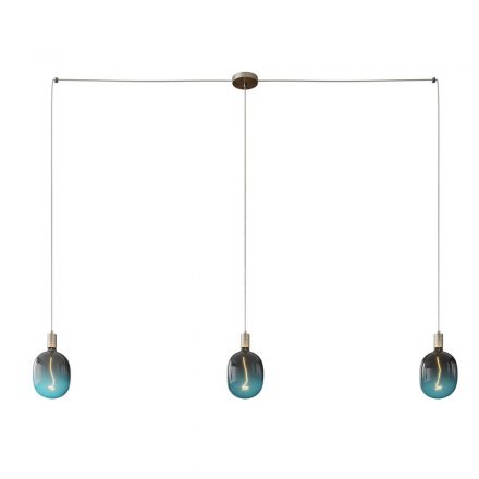  Spider - 3-light, multi-suspension lamp, made in Italy, with fabric cable and metal coating