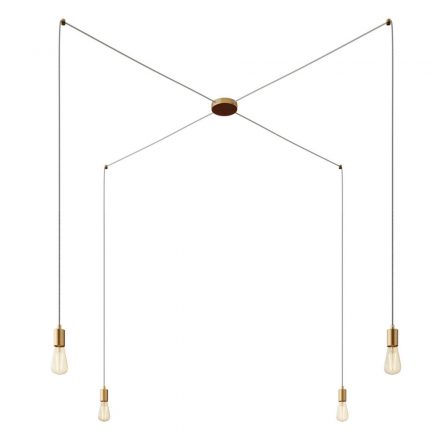  Spider - 4-light, multi-suspended lamp made in Italy with fabric cable and metal surface