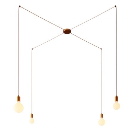  Spider - 4-light, multi-suspended lamp made in Italy with fabric cable and metal surface