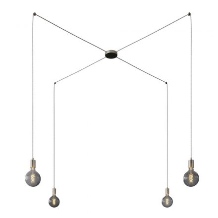  Spider - 4-light, multi-suspended lamp made in Italy with fabric cable and metal surface