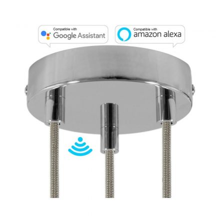  SMART cylindrical metal 3-hole ceiling rose kit - compatible with virtual assistants